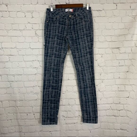 Cabi blue grid skinny jeans size 2 - Picture 1 of 9